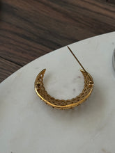 Load image into Gallery viewer, Vintage Monet Gold Plated Crescent Brooch
