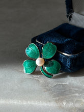 Load image into Gallery viewer, Vintage Green Enamel Clover Brooch
