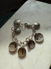 Load image into Gallery viewer, Vintage Sterling Silver Coin Charm Bracelet 8”
