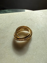 Load image into Gallery viewer, CZ Gold Vermeil Double Band Ring Size 9.25
