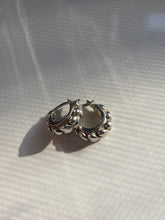 Load image into Gallery viewer, Mini Heart Sterling Silver Hoop Earrings
