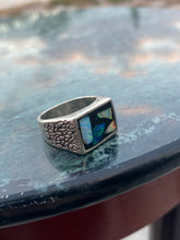 Load image into Gallery viewer, Galaxy Opal Inlay Sterling Silver Signet Ring
