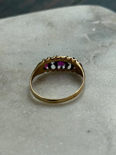 Load image into Gallery viewer, Antique 18k Yellow Gold Ruby &amp; Diamond Ring Size 9.25
