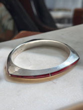 Load image into Gallery viewer, Mexico Vintage Red Inlay Sterling Silver Bangle Bracelet
