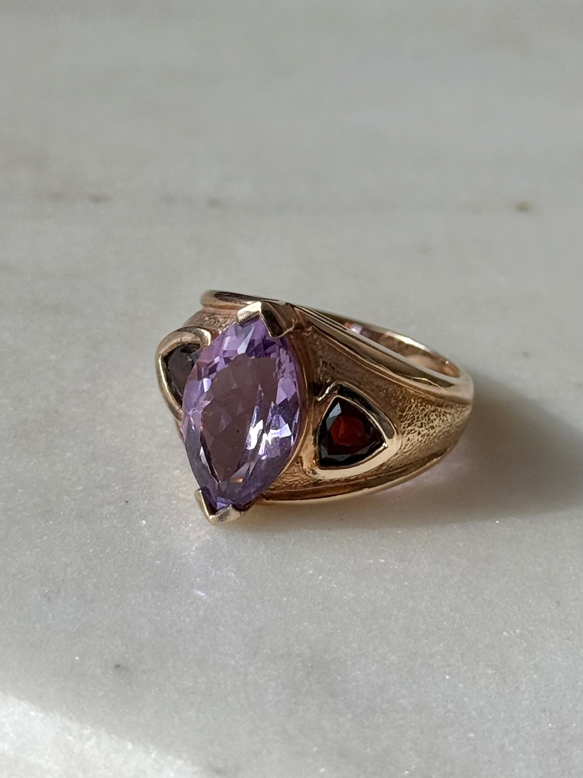 Garnet & Amethyst Gold Vermeil Ring Size 8