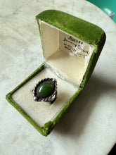 Load image into Gallery viewer, Sterling Silver Green Jade Ring Size 5.25
