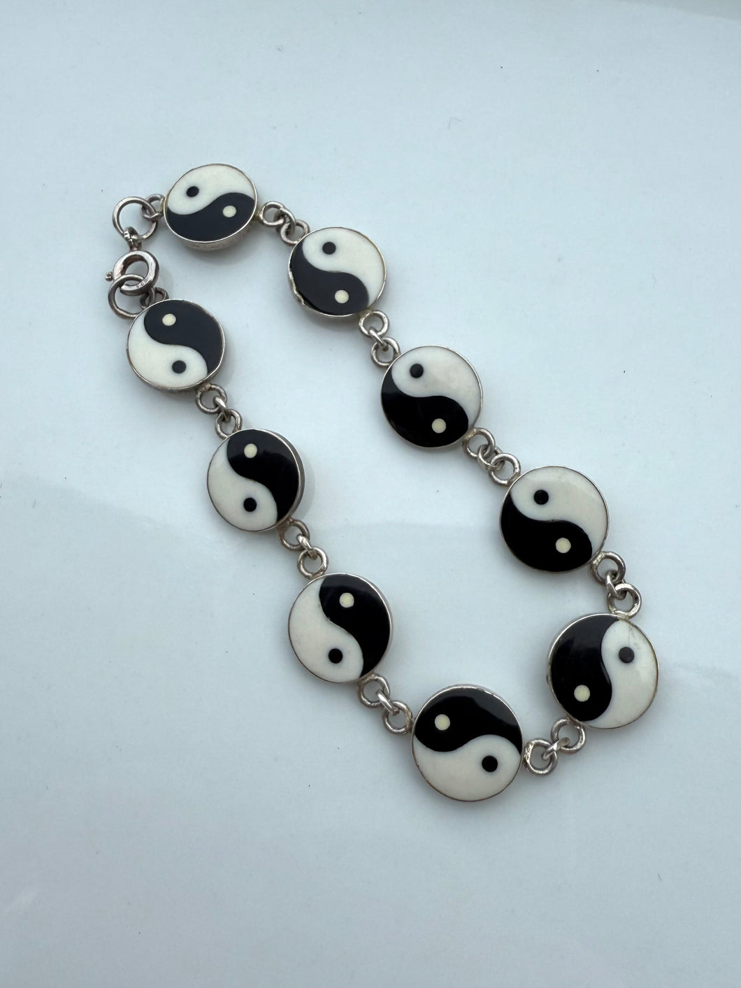 Enamel Yin Yang Sterling Bracelet