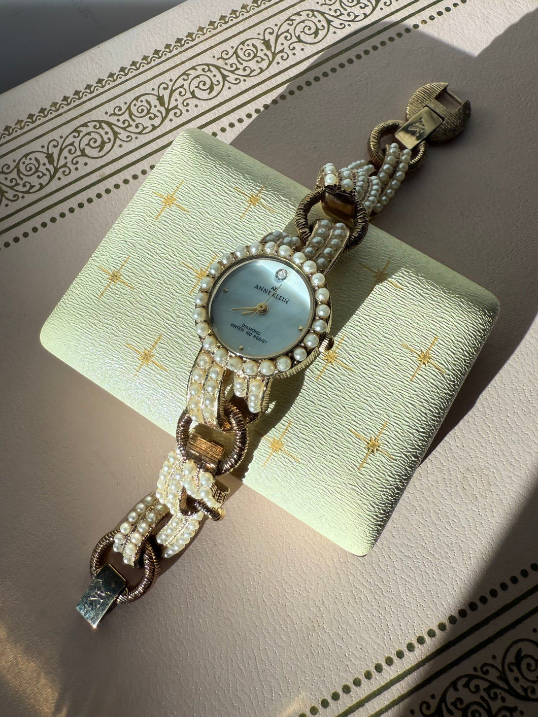 Vintage Pearl Goldtone Anne Klein Watch
