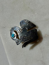 Load image into Gallery viewer, Vintage Enamel Eye Sterling Silver Bird Brooch
