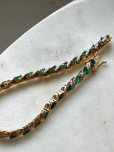 Load image into Gallery viewer, Lab Grown Emerald Gold Vermeil Tennis Bracelet 7.75”
