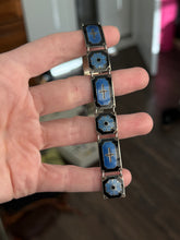 Load image into Gallery viewer, Vintage Norway Blue Black Enamel Sterling Silver Bracelet 7.25”
