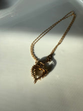 Load image into Gallery viewer, Green White Glass Stone Gold Vermeil Necklace 15”
