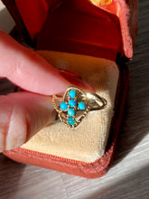 Load image into Gallery viewer, Early 1900s 14k Gold Turquoise Cabochon Cross Ring
