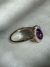 Load image into Gallery viewer, Purple Halo Gold Vermeil Ring Size 9
