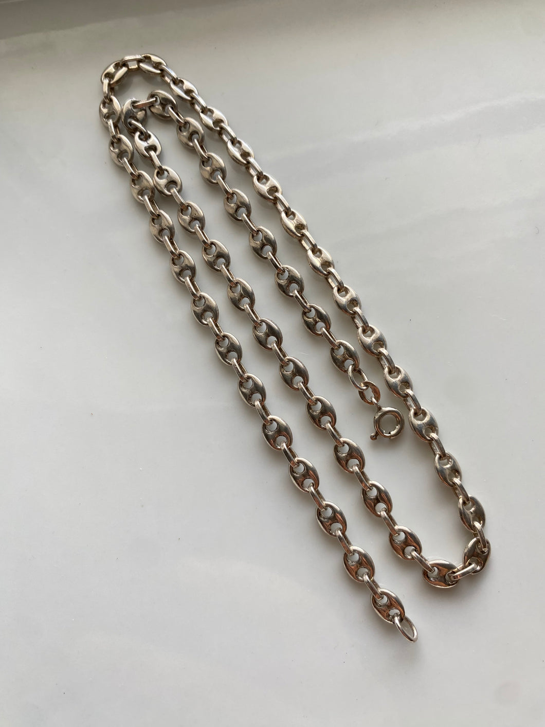 Puffed Gucci Mariner Link Sterling Silver Italian Chain Necklace