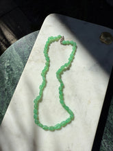 Load image into Gallery viewer, Green Glass Faux Jade Sterling Silver Necklace 17”
