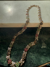 Load image into Gallery viewer, y2k Emerald Ruby Blue Sapphire Gold Vermeil Necklace 17”
