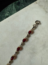 Load image into Gallery viewer, Red Stone 1/20 12k Gold Filled Bracelet 7”
