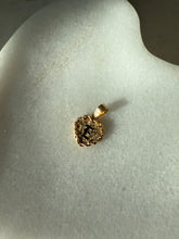 Load image into Gallery viewer, Black Enamel ‘E’ Etched Heart 14k Gold Pendant
