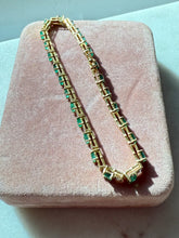 Load image into Gallery viewer, Emerald &amp; Diamond 10k Gold Tennis Bracelet 7”
