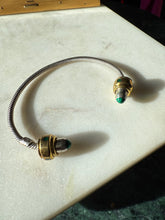 Load image into Gallery viewer, Malachite Mexico Sterling Silver &amp; Brass Bangle Bracelet

