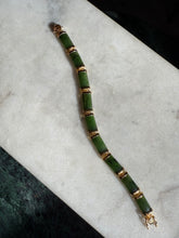 Load image into Gallery viewer, Green Jade Gold Vermeil Bracelet
