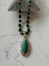 Load image into Gallery viewer, Malachite Sterling Silver Beaded Necklace
