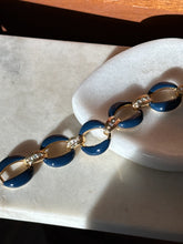 Load image into Gallery viewer, Jacqueline Kennedy Gold Plated Blue Enamel Bracelet 8.5”
