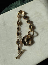 Load image into Gallery viewer, Vintage Enamel Flower Gold Plated Toggle Clasp Bracelet 7.5”
