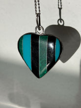 Load image into Gallery viewer, Vintage Multistone Inlay Sterling Silver Heart Pendant
