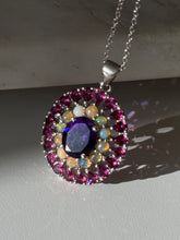Load image into Gallery viewer, Tourmaline Opal &amp; Amethyst Sterling Silver Necklace 17”
