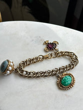 Load image into Gallery viewer, Vintage Plated Costume Charm Bracelet 7.5”
