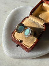 Load image into Gallery viewer, Chrysoprase &amp; Lab Created Diamond Gold Vermeil Chunky Ring Size 7.25
