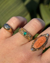 Load image into Gallery viewer, Vintage 10k Yellow Gold Emerald &amp; Diamond Ring Size 6.75
