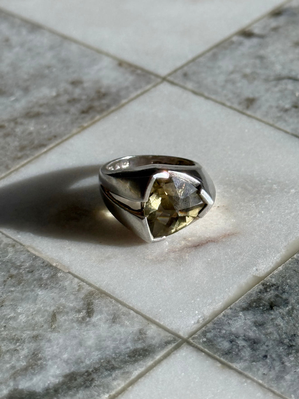Yellow Citrine Sterling Silver Ring Size 6.25