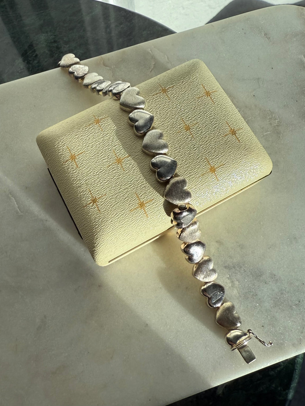 Italian Sterling Silver Heart Link Bracelet 7”