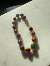Load image into Gallery viewer, Vintage Murano Millefiori Bead Gold Plated Bracelet 7.75”
