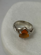Load image into Gallery viewer, Faceted Orange Glass Sterling Silver Ring Size 8.25

