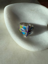 Load image into Gallery viewer, Artisan Signed Opal &amp; Mother of Pearl Sterling Silver Ring Size 10
