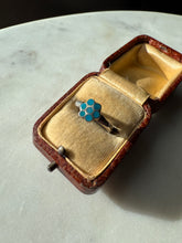 Load image into Gallery viewer, Turquoise Inlay Flower Sterling Silver Vintage Ring Size 6.25
