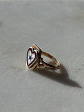 Load image into Gallery viewer, Vintage Enamel Heart Gold Ring Size 7
