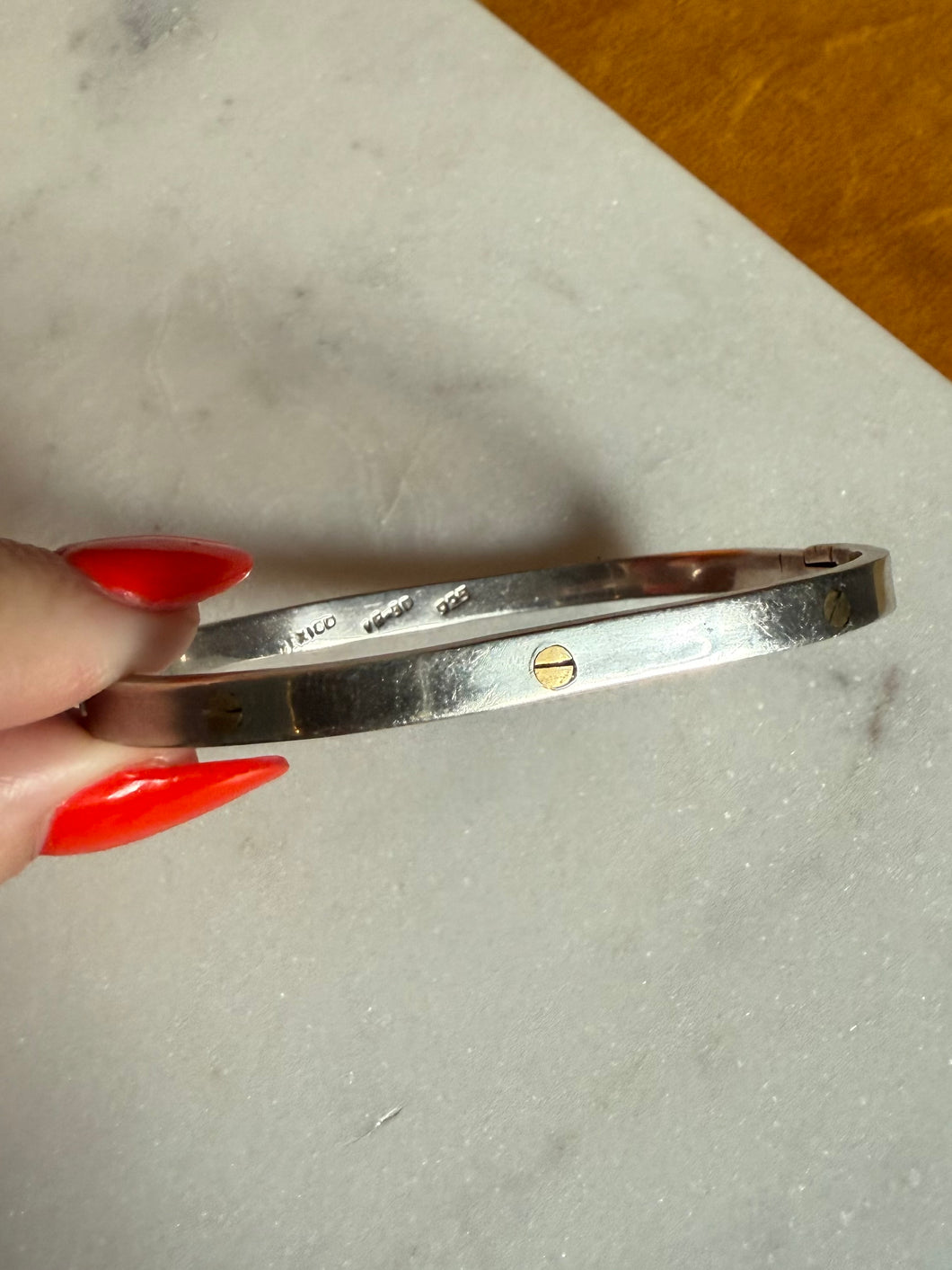 Two-Tone Sterling Silver & Brass Mexico Bangle Bracelet