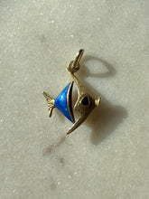 Load image into Gallery viewer, Blue Enamel 14k Gold Fish Charm
