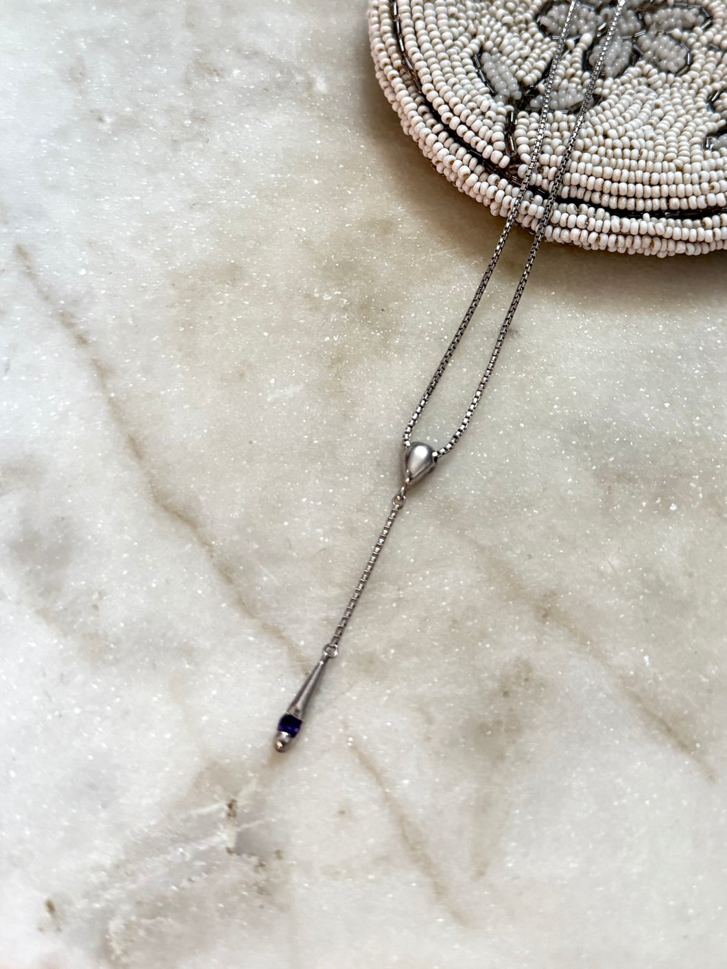 Drop Down Amethyst Sterling Silver Necklace