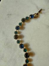 Load image into Gallery viewer, Blue Stone Gold Plated Costume Bracelet 6.5”
