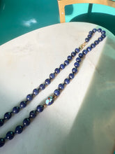 Load image into Gallery viewer, Blue Cloisonné 14k Gold Beaded Necklace 18.5”
