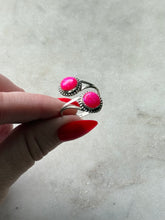 Load image into Gallery viewer, Vintage Pink Opal Sterling Silver Bypass Ring Size 8.25
