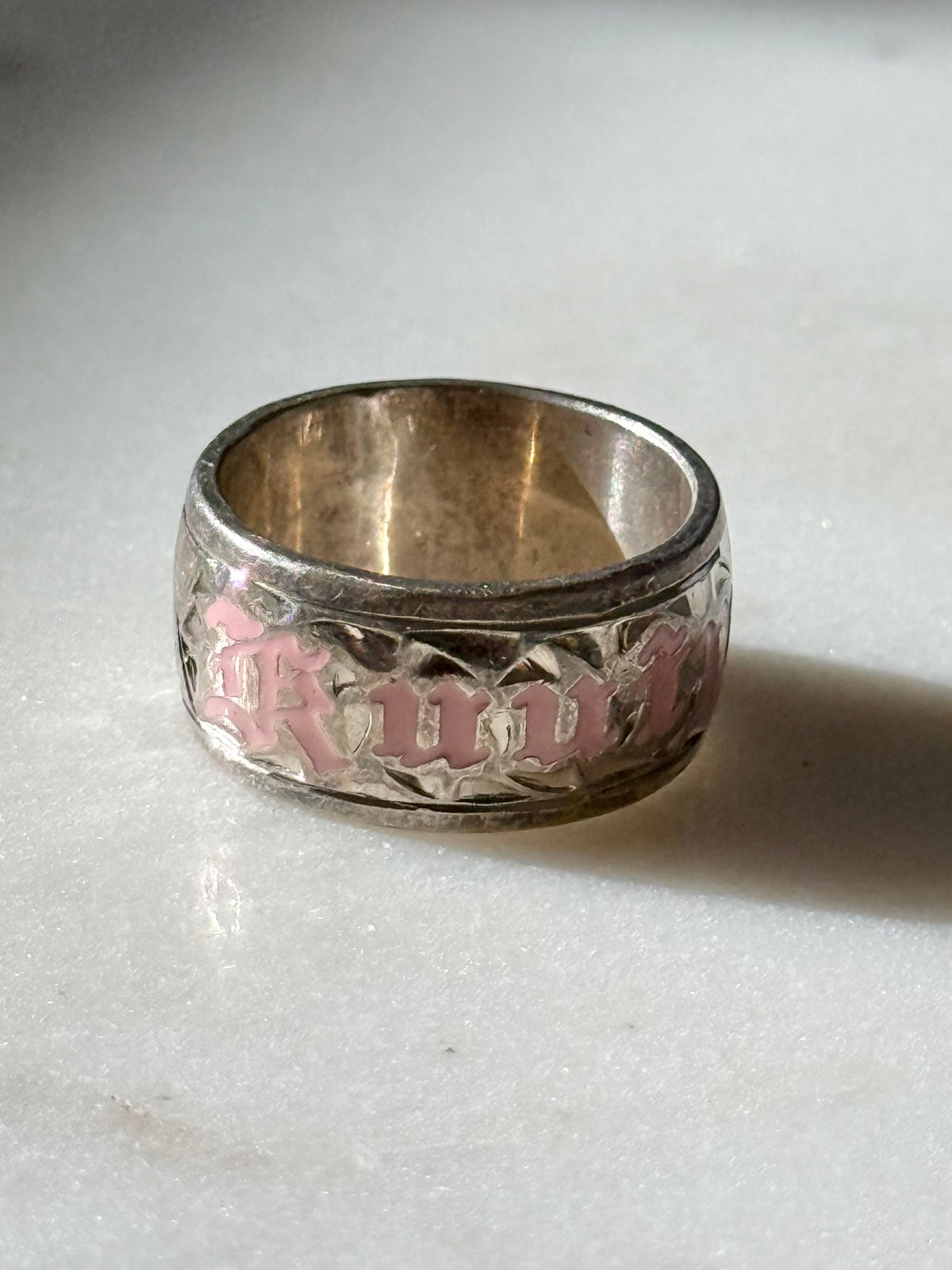 Vintage Pink Enamel Kuuipo Ring Size 6.75