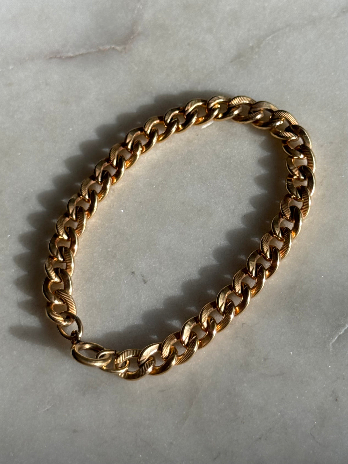 Midcentury 1/20 12k Gold Fill Curb Link Bracelet 7.15”