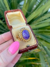 Load image into Gallery viewer, Chunky Purple Stone Gold Vermeil Ring
